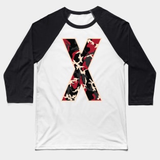 Initial Capital Letter X Camo Alphabet Gift Women Men Boys Girls Baseball T-Shirt